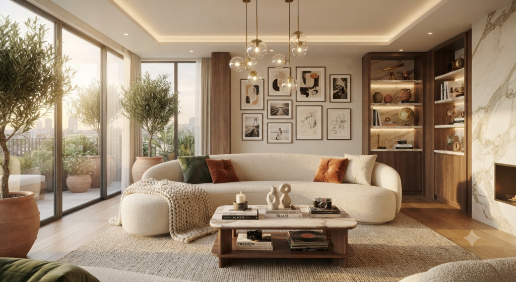 Introduce personality with unique wall art, family photos, decorative accessories, indoor plants, colorful accents, and personalized home decor.