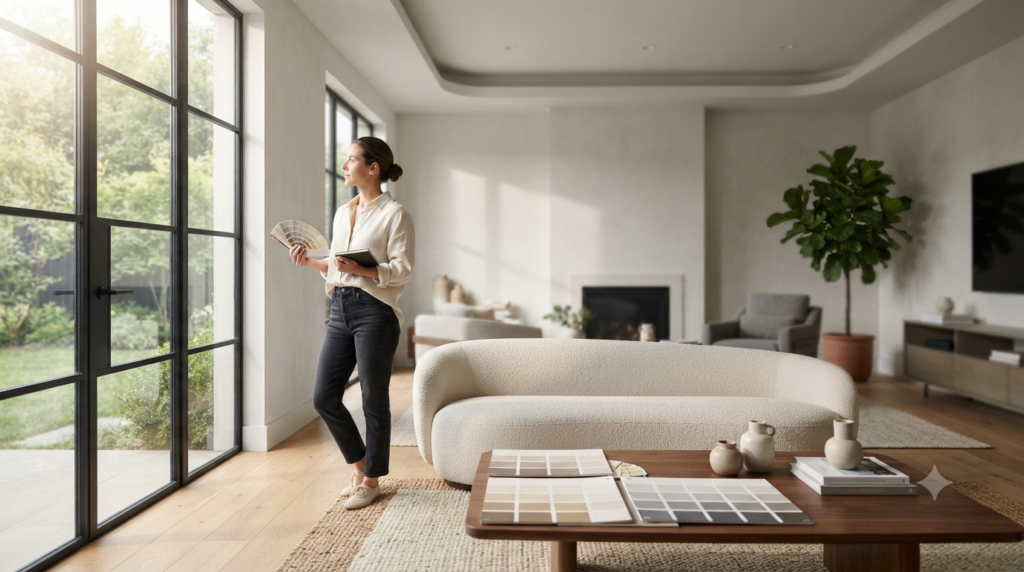Stylish home interior featuring carefully selected paint colors for living spaces, bedrooms, and dining areas.