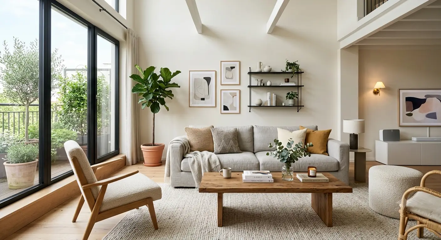 Beautiful modern home interior with stylish furniture and elegant decoration.