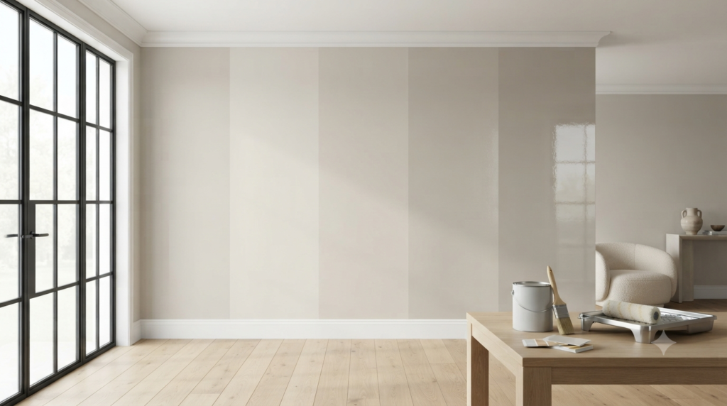 Home interior featuring popular neutral, warm, and cool paint color combinations for modern living spaces.