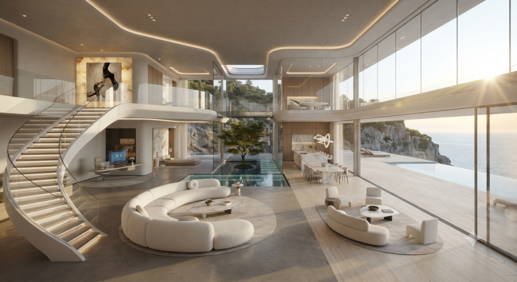 Understanding space planning with balanced furniture placement, open walkways, functional room layouts, smart storage, and modern interior design.