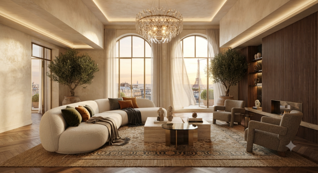 Decorating with texture and layers using soft rugs, cozy throws, decorative pillows, woven baskets, natural wood, linen fabrics, and modern home decor.